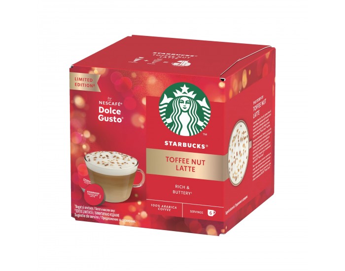 Starbucks Кафе капсула Dolce Gusto Toffee Nut Latte, Limited Edition, 12 броя за 6 напитки