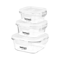 Lamart Комплект стъклени кутии за храна, 320 ml, 520 ml, 800 ml - Lamart