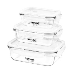 Lamart Комплект стъклени кутии за храна, 370 ml, 640 ml, 1040 ml - Lamart