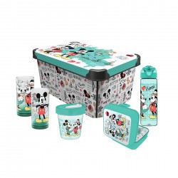 Disney Комплект Travel, кутия за съхранение 10 L, кутия 1 L, чаша за пътуване 350 ml, бутилка за пътуване 630 ml, 2 стъклени чаши 300 ml, зелени - Сравняване на продукти