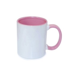 BESTSUB Чаша с цветна вътрешност и дръжка, 330 ml, розова, с възможност за персонализация - Декорации