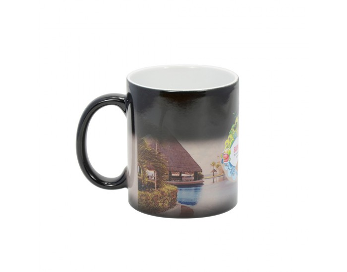 BESTSUB Магическа чаша, керамична, 330 ml, черен гланц, с възможност за персонализация