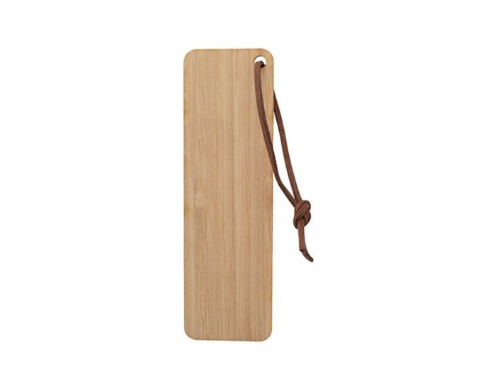 Разделител за книга Bookmark, бамбук, с кожена връзка