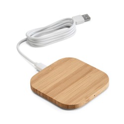 Зарядно устройство Power, безжично, бамбук, 9.2 х 9.2 х 0.9 cm - Hi!dea