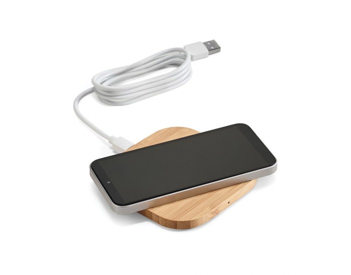 Зарядно устройство Power, безжично, бамбук, 9.2 х 9.2 х 0.9 cm