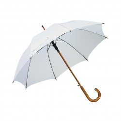 Office 1 Чадър, автоматичен, с извита дървена дръжка, 103 cm, бял - Аксесоари за пътуване