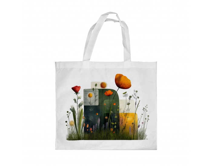 Gift&Go Торбичка Nature - Диви цветя, полиестерна, 38 х 39 cm, бяла