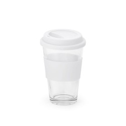 Чаша за пътуване Barty, стъклена, 330 ml, бяла - Hi!dea