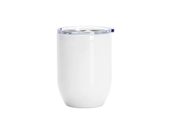 BESTSUB Чаша за вино, с капак, неръждаема стомана, 450 ml, бяла