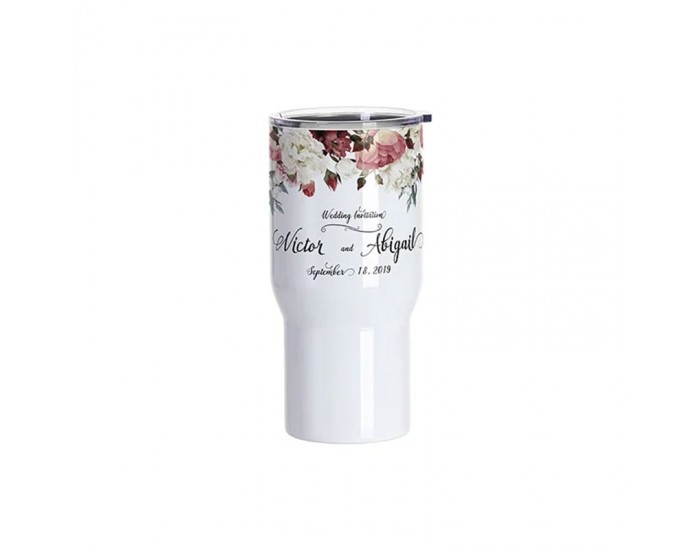 BESTSUB Чаша за пътуване, с капак, инокс, 650 ml, бяла