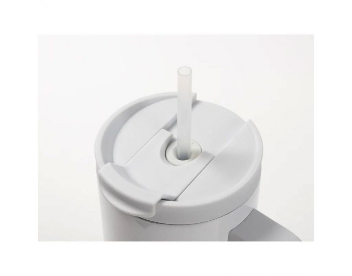 BESTSUB Чаша, с дръжка, сламка и капак, 1200 ml, бяла