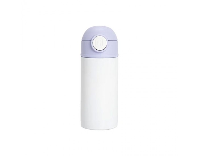 BESTSUB Бутилка, детска, с капак и сламка, 360 ml, бяло-лилава