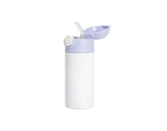 BESTSUB Бутилка, детска, с капак и сламка, 360 ml, бяло-лилава