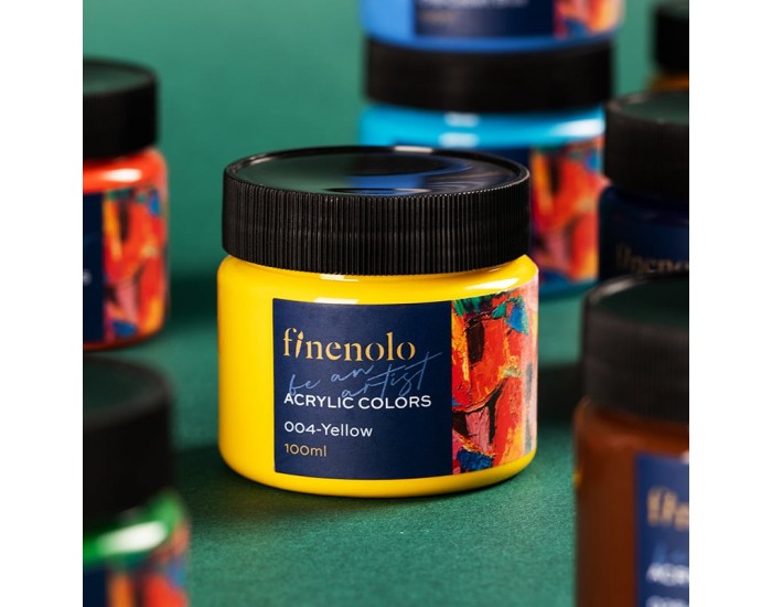 Deli Акрилна боя Finenolo, в бурканче, 100 ml, жълта