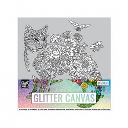 Craft ID Платно за оцветяване Котка, покрито с брокат, 30 х 30 cm - Craft id