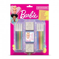 Multiprint Комплект Barbie, за момиче, с 2 печата и 8 флумастера - Multiprint