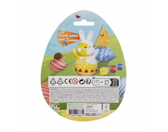 Moxy Фигурка за оцветяване - Заек, 7 cm, с бои и четка