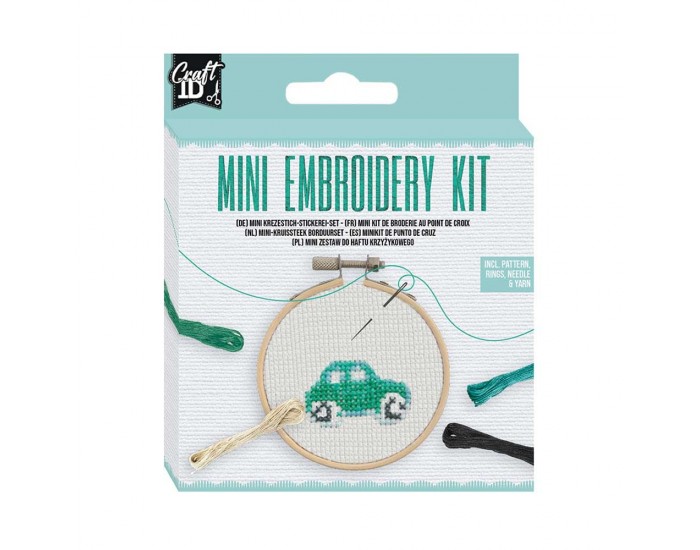 Craft ID Комплект за бродиране Кола, мини, 12.5 х 10 cm