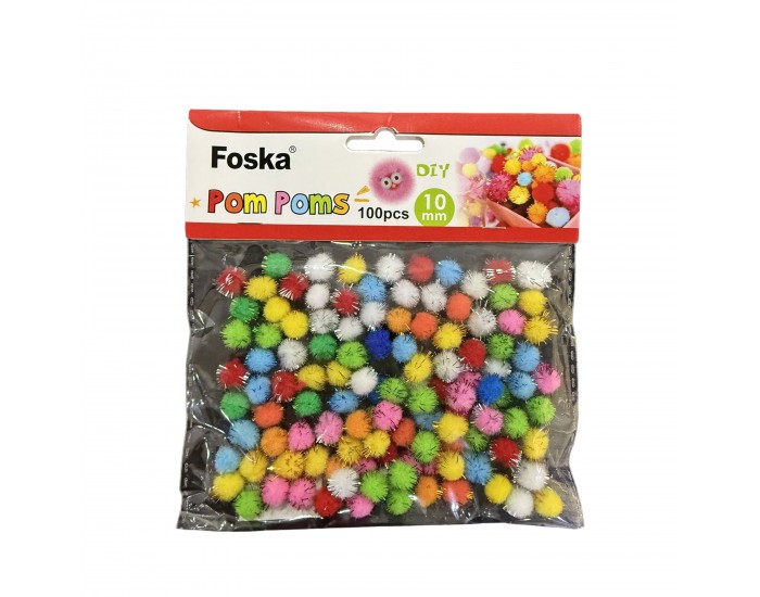 Foska Помпони за декорация, с блясък, 100 броя
