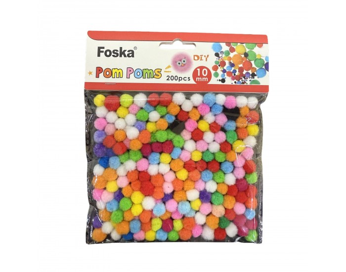 Foska Помпони за декорация, цветни, 200 броя