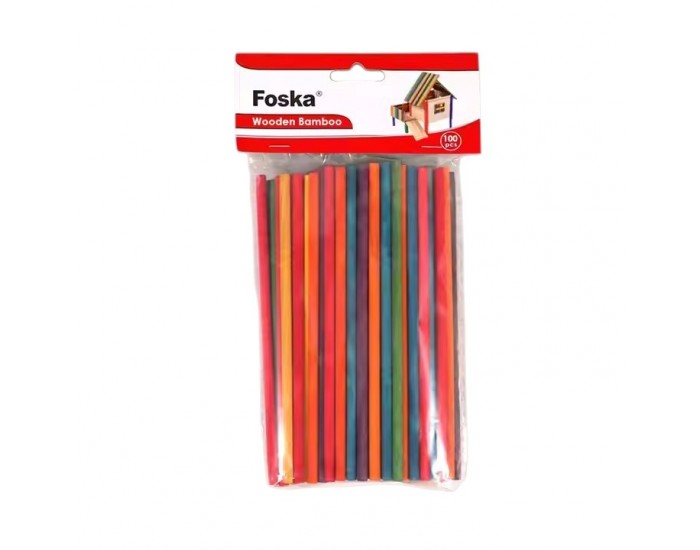 Foska Пръчици за декорация, дървени, цветни, 100 броя