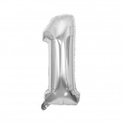 Балон Festa, цифра 1, 81 cm, сребрист - Материали за декорация