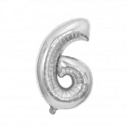 Балон Festa, цифра 6, 81 cm, сребрист - Материали за декорация