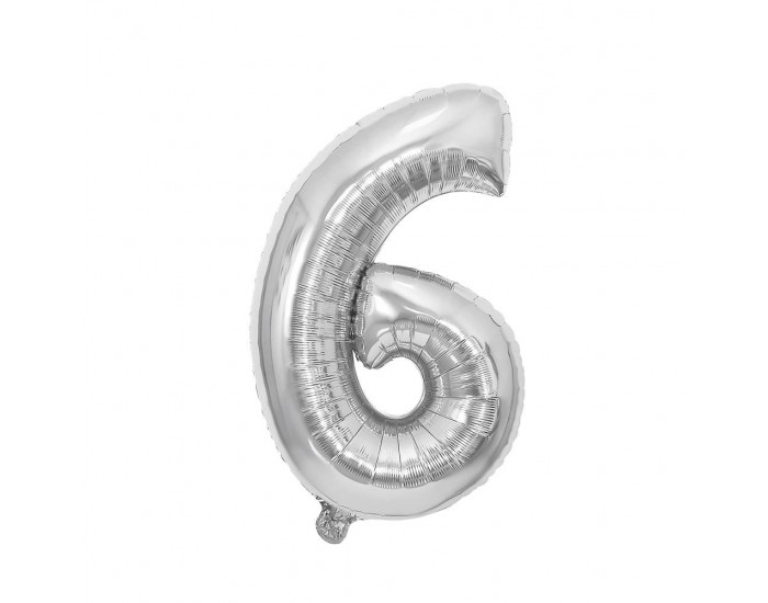 Балон Festa, цифра 6, 81 cm, сребрист