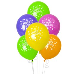 Балони Festa, с надпис Happy Birthday, 8 броя - Материали за декорация