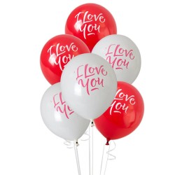 Балони Festa, с надпис I love you, 8 броя - Материали за декорация