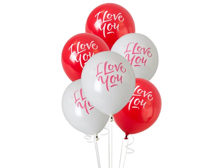 Балони Festa, с надпис I love you, 8 броя