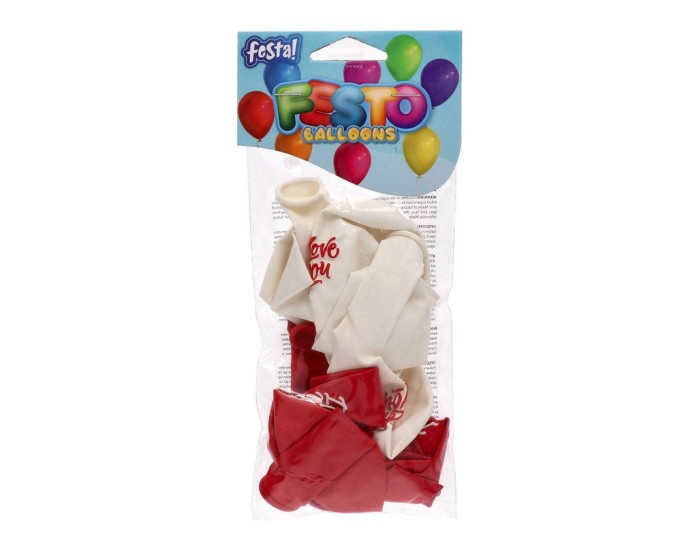 Балони Festa, с надпис I love you, 8 броя