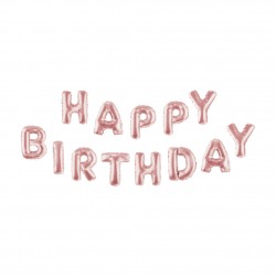 Балони Festa, Happy Birthday, розово злато - Материали за декорация