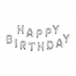 Балони Festa, Happy Birthday, сребристи - Материали за декорация