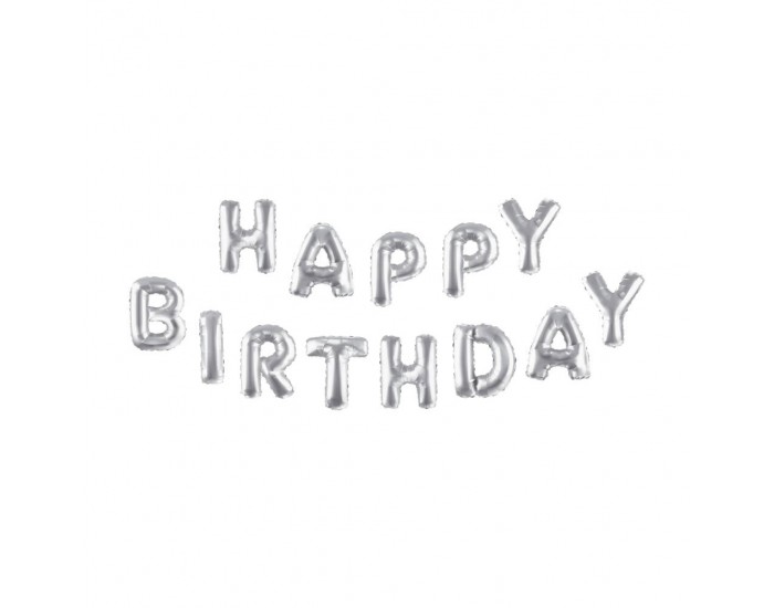 Балони Festa, Happy Birthday, сребристи