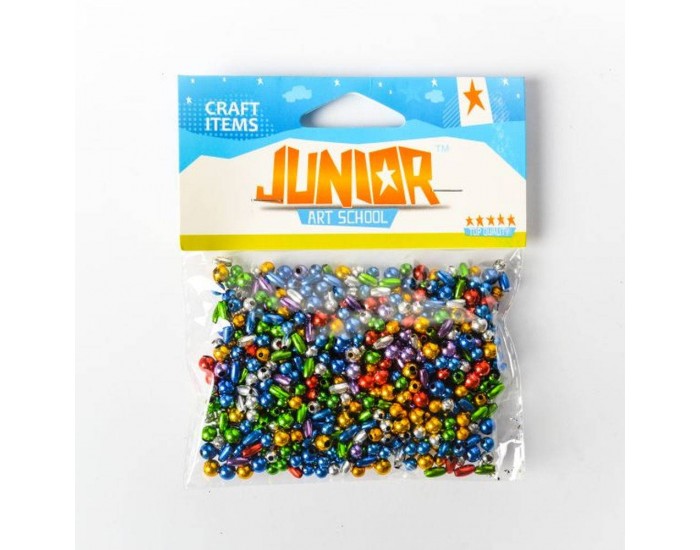 Мъниста Junior, металик, 8 mm, 25 g, цветни