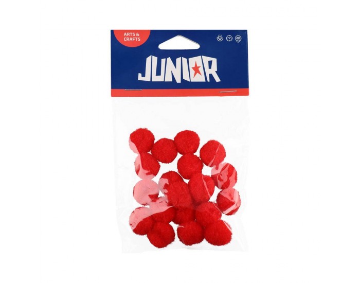 Помпони за декорация Junior, 20 mm, червени, 20 броя