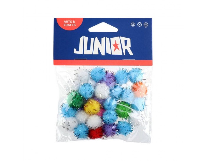 Помпони за декорация Junior, с блясък, 15 mm, 30 броя