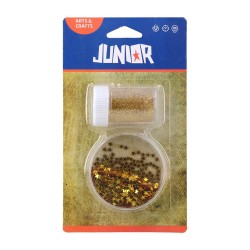 Комплект пайети, звезди и брокат за декорация Junior, златисти - Материали за декорация