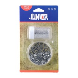 Комплект пайети, звезди и брокат за декорация Junior, сребристи - Материали за декорация