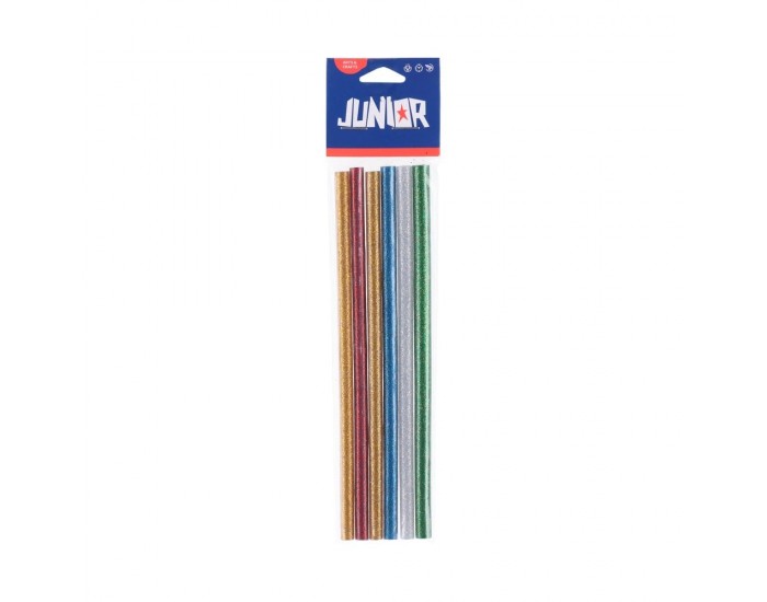 Силиконови пръчки Junior Heli Stick, диаметър 7 mm, брокат, 6 броя