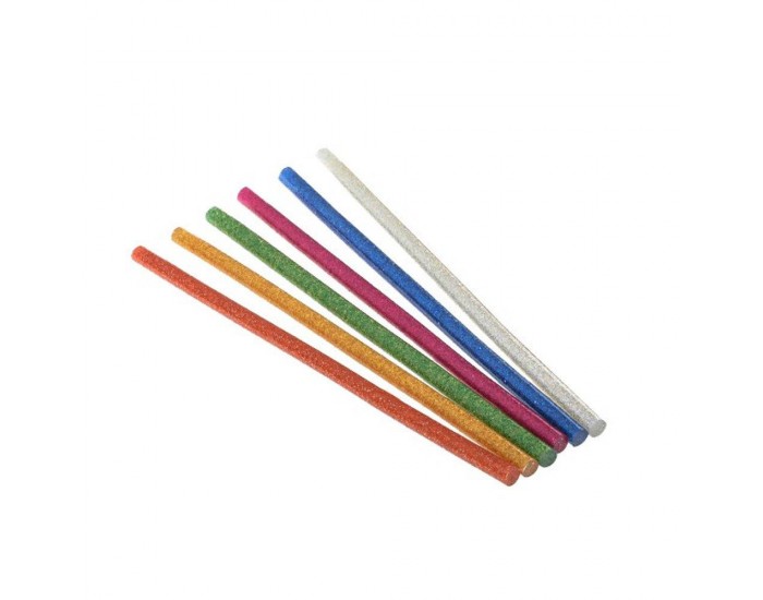 Силиконови пръчки Junior Heli Stick, диаметър 7 mm, брокат, 6 броя