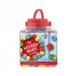 Moxy Мъниста, дървени, 375 g, в кофа, червена - Материали за декорация