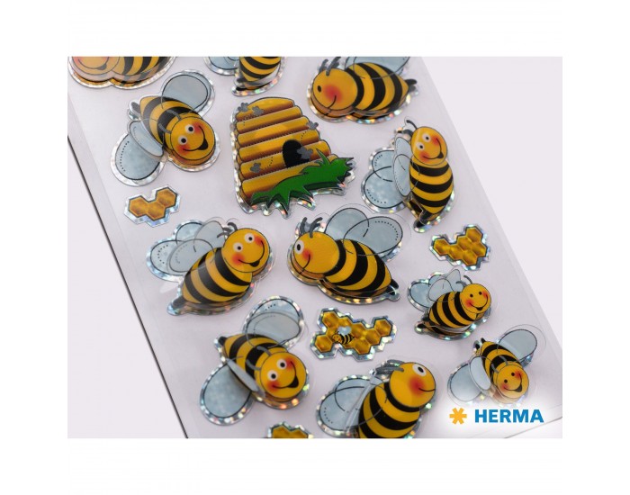 Herma Самозалепващи се етикети Пчели, 3D, 1 лист