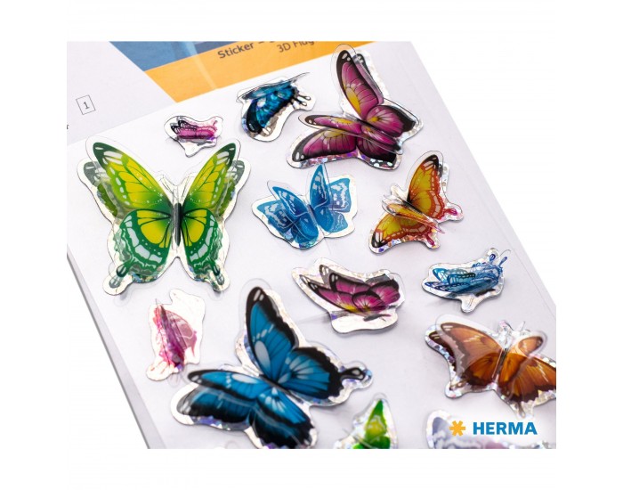 Herma Самозалепващи се етикети Пеперуди, 3D, 1 лист