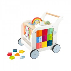 Small Foot Проходилка - Дидактичен куб, на колелца, дървена, 42 х 39 х 42 cm - Детска стая