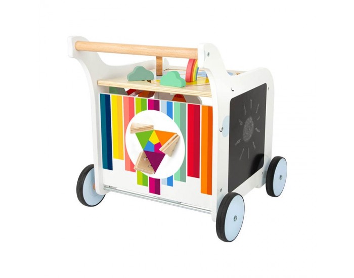 Small Foot Проходилка - Дидактичен куб, на колелца, дървена, 42 х 39 х 42 cm