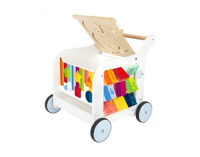 Small Foot Проходилка - Дидактичен куб, на колелца, дървена, 42 х 39 х 42 cm