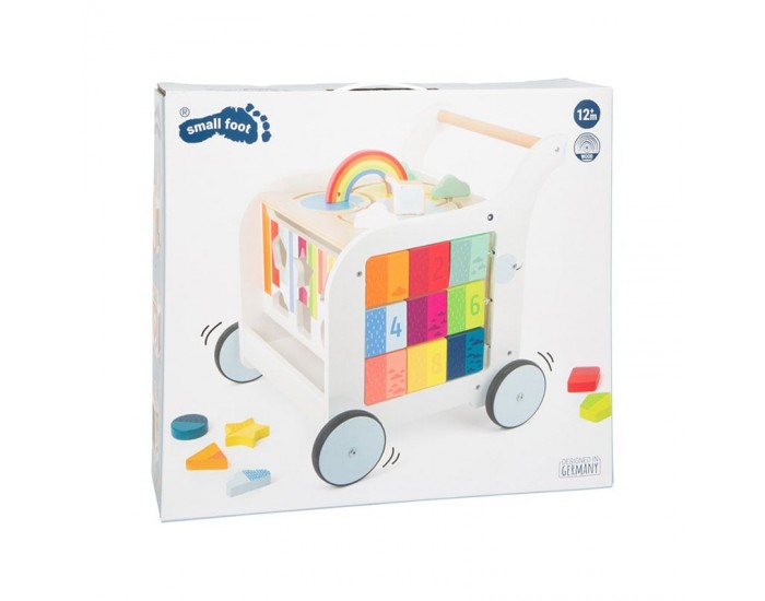 Small Foot Проходилка - Дидактичен куб, на колелца, дървена, 42 х 39 х 42 cm