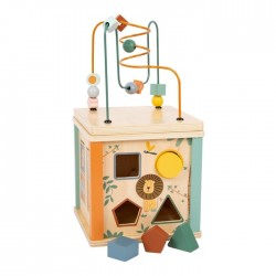 Small Foot Куб Сафари, дидактичен, дървен, 20 х 20 х 38 cm - Детска стая